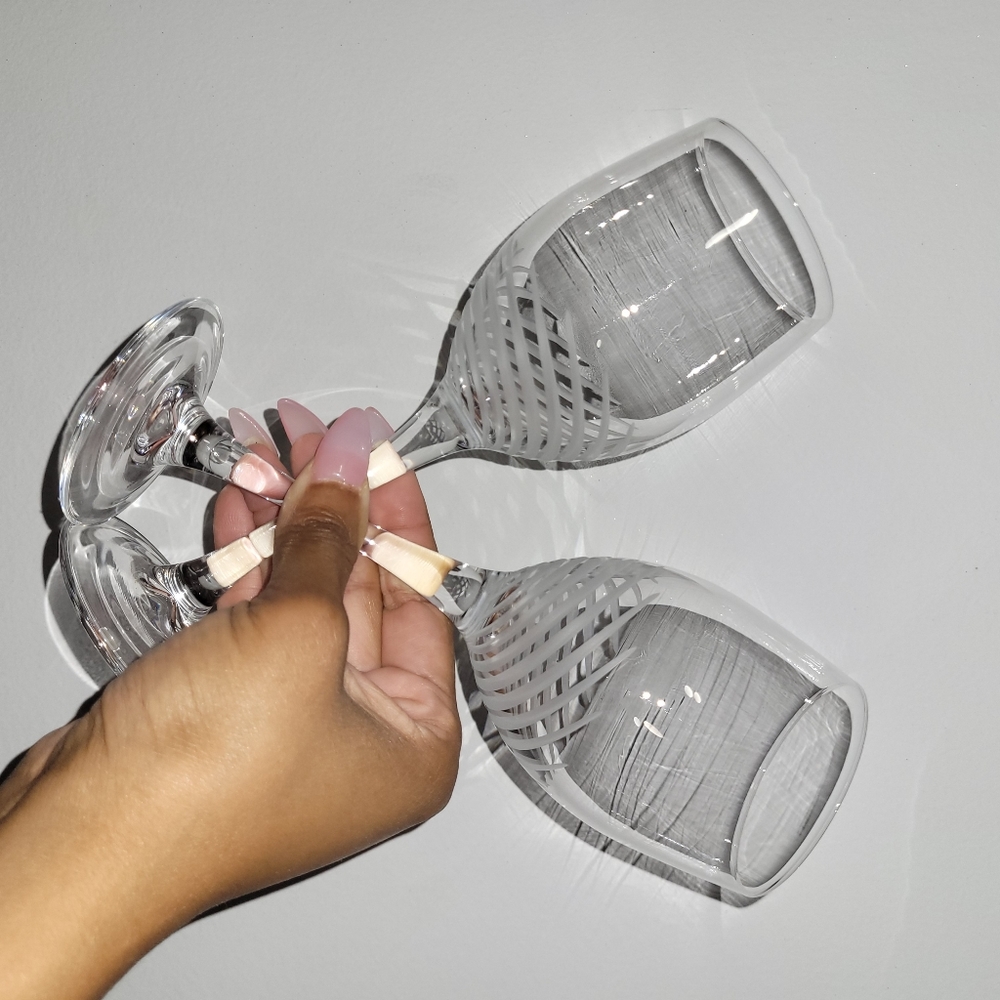 Etched crystal stemware